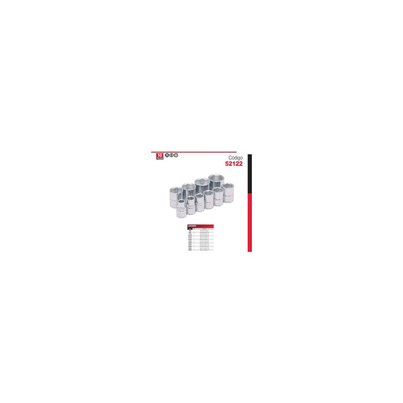 Juego 10 Dados Cuadro de 3/8 Pulgadas C6 Puntas 52122 Urrea-h