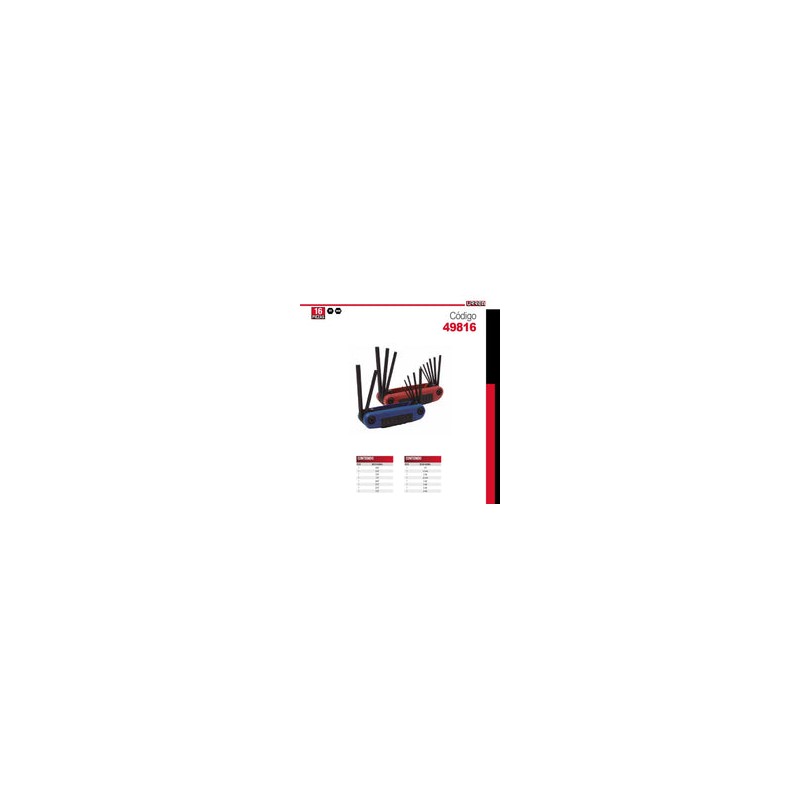 Juego Combinado de 16 Llaves Hexagonales 49816 Urrea-h
