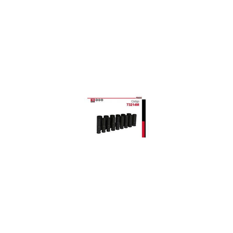 Juego 15 Dados Impacto Largos Métricos 1/2 Inch 73214m Urrea-h