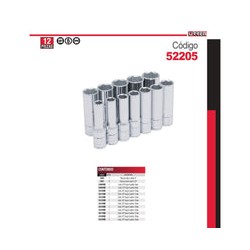 Juego de 12 Dados Largos Métricos 3/8 6 Puntas 52205 Urrea-h