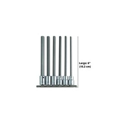 Juego de 6 Dados Largos Punta Hexagonal 3/8 4990sml Urrea-h
