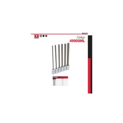 Juego de 6 Dados Largos Punta Hexagonal 3/8 4990sml Urrea-h
