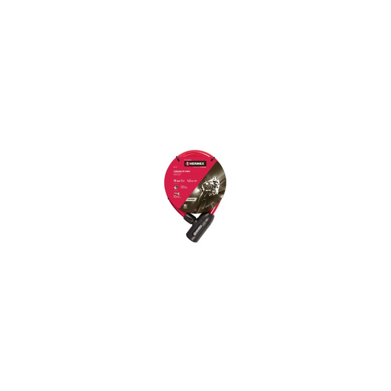 Candado Cable 1.20 Mt X 15 Mm con Llave Uso Rudo 43920 Hermex