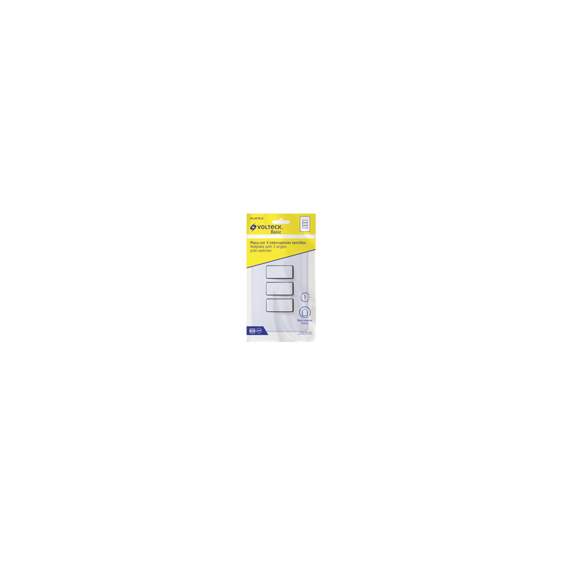 Placa con 3 Interruptores Sencillos Basic Volteck 25083