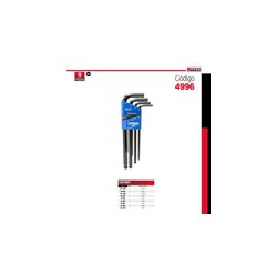 Juego de 9 Llaves Hexagonales Métricas Punta de Bola 4996 Urrea-h