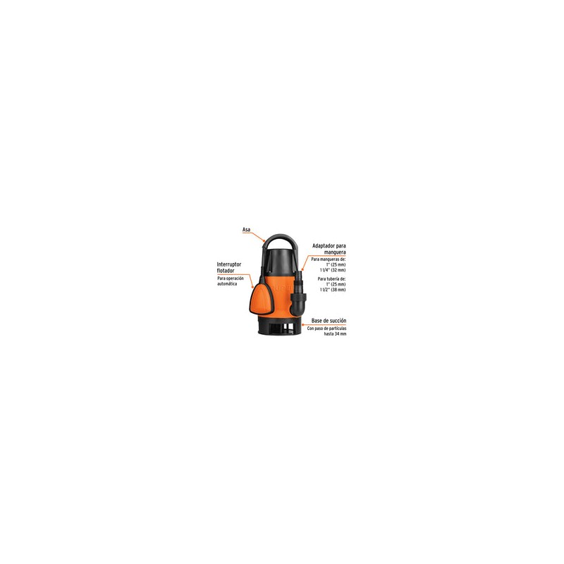 Bomba Sumergible Agua Sucia 1-1/2 Hp Truper 12604