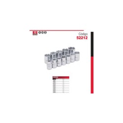 Juego 12 Dados Métricos Cuadro de 3/8 C6 Puntas 52212 Urrea-h