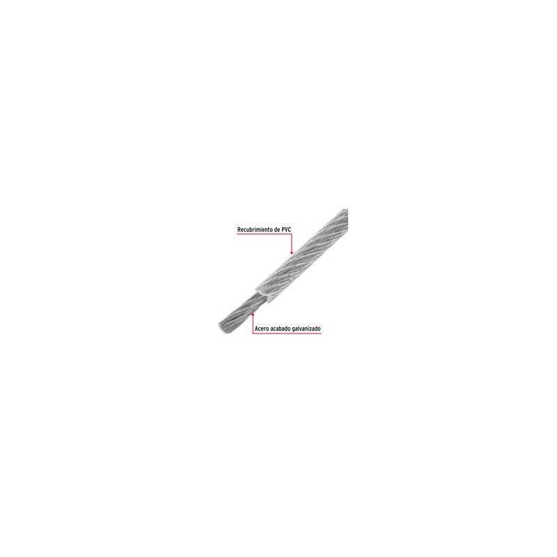Cable Acero Recubierto 1/8 7x19 Hilos 75 Mt 44225 Fiero