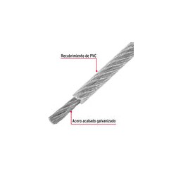 Cable Acero Recubierto 1/8 7x19 Hilos 75 Mt 44225 Fiero