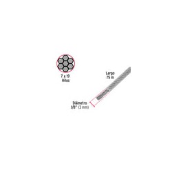 Cable Acero Recubierto 1/8 7x19 Hilos 75 Mt 44225 Fiero
