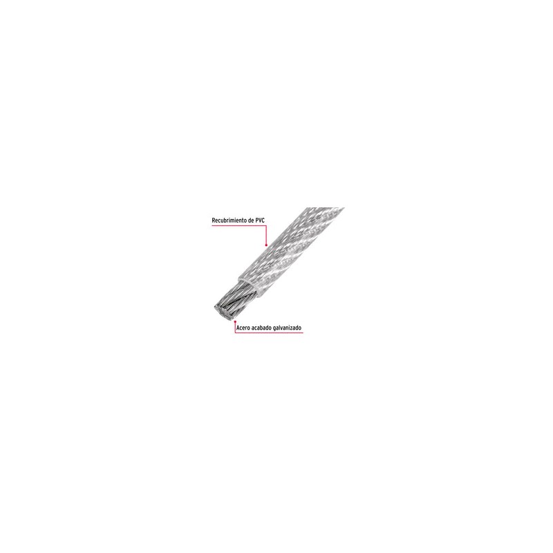 Cable Acero Recubierto Pvc 1/4 7x19 Hilos 75 Mt 44224 Fiero