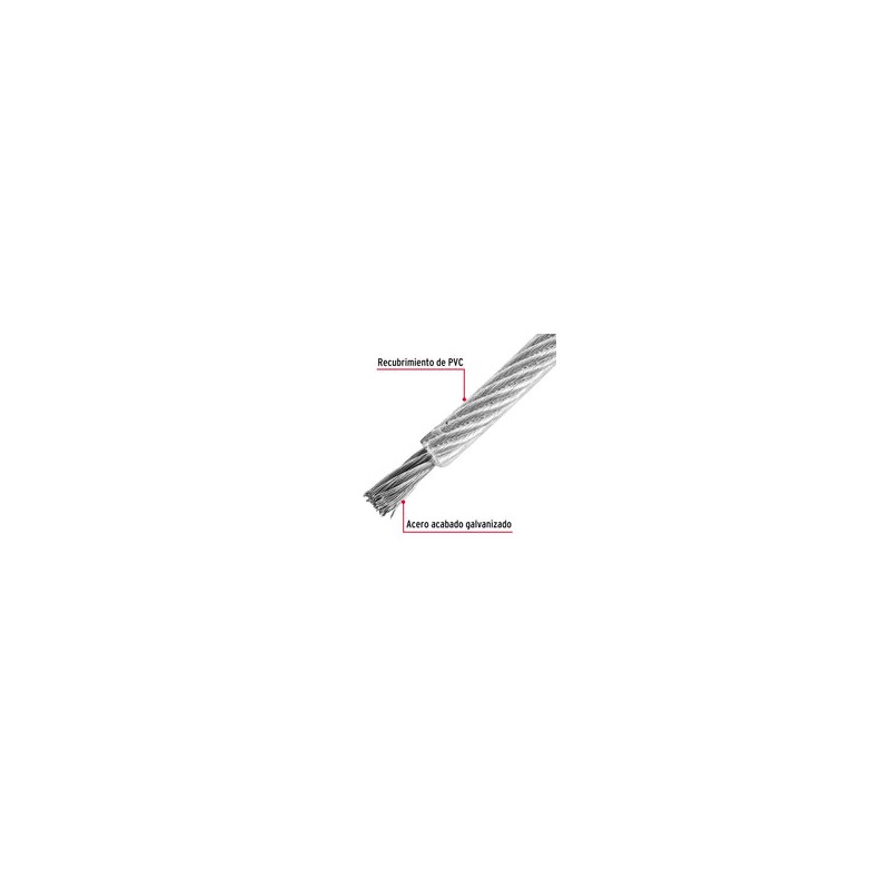Cable Acero Recubierto 3/32 7x19 Hilos 75 Mt 44226 Fiero