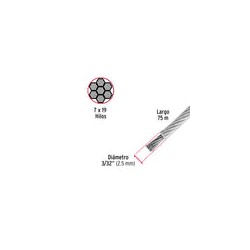 Cable Acero Recubierto 3/32 7x19 Hilos 75 Mt 44226 Fiero