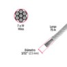 Cable Acero Recubierto 3/32 7x19 Hilos 75 Mt 44226 Fiero