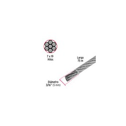 Cable Acero Recubierto 3/16 7x19 Hilos 75 Mt 44223 Fiero