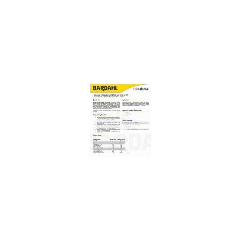 Aceite para Motor 100% Sintético Api Sp 5w30 946ml Bardahl